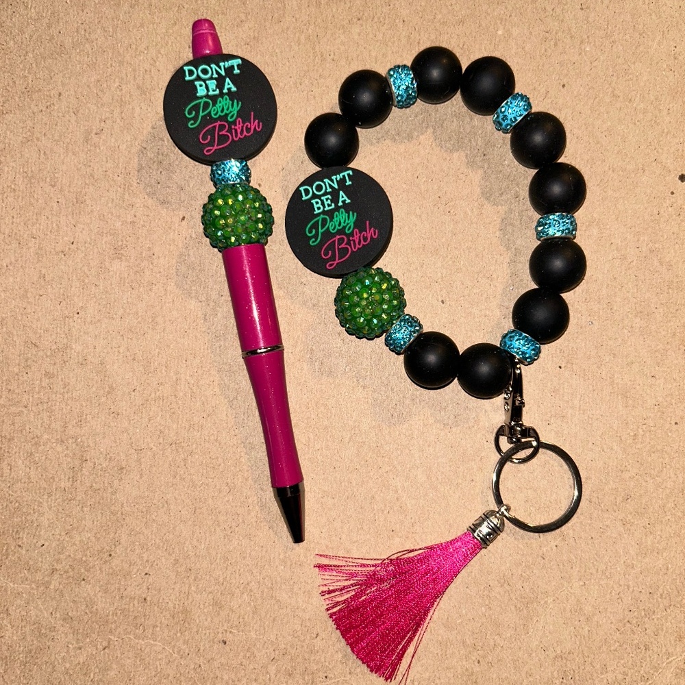 Hand beaded pen/wristlet sets